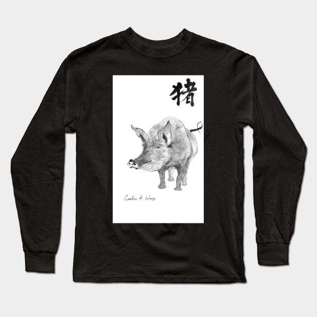 Zodiac - Boar Long Sleeve T-Shirt by Cwang